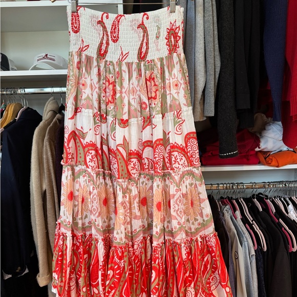 Free People Dresses & Skirts - Free People Red and Green Paisley Maxi Skirt
